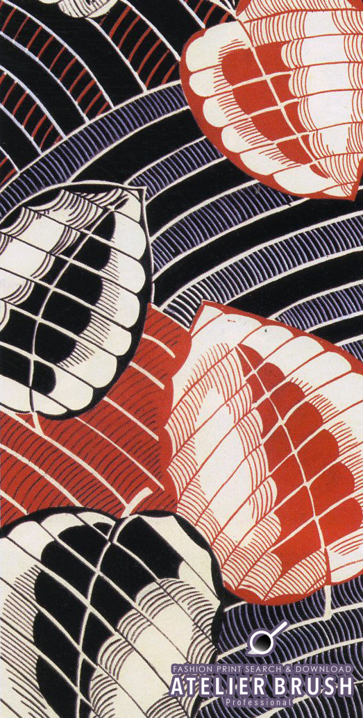 textile design art deco floral pattern