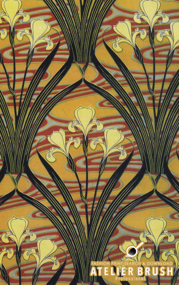 textile design art nouveau floral pattern